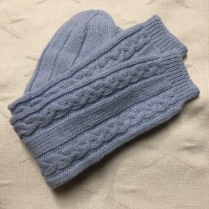 H&H Scottish Cashmere Bed Socks (Cable-Knit) - Blue