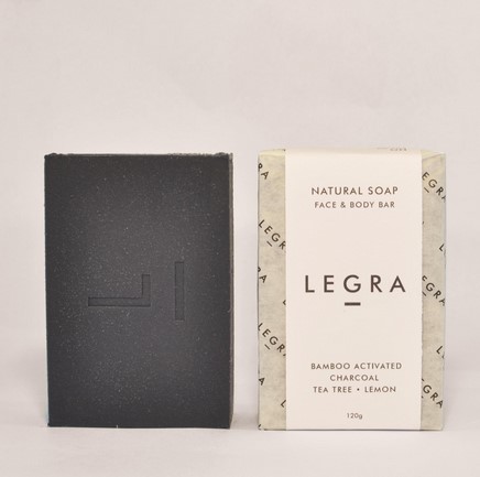 LEGRA Bamboo Activated Charcoal, Tea Tree & Lemon Face & Body Bar