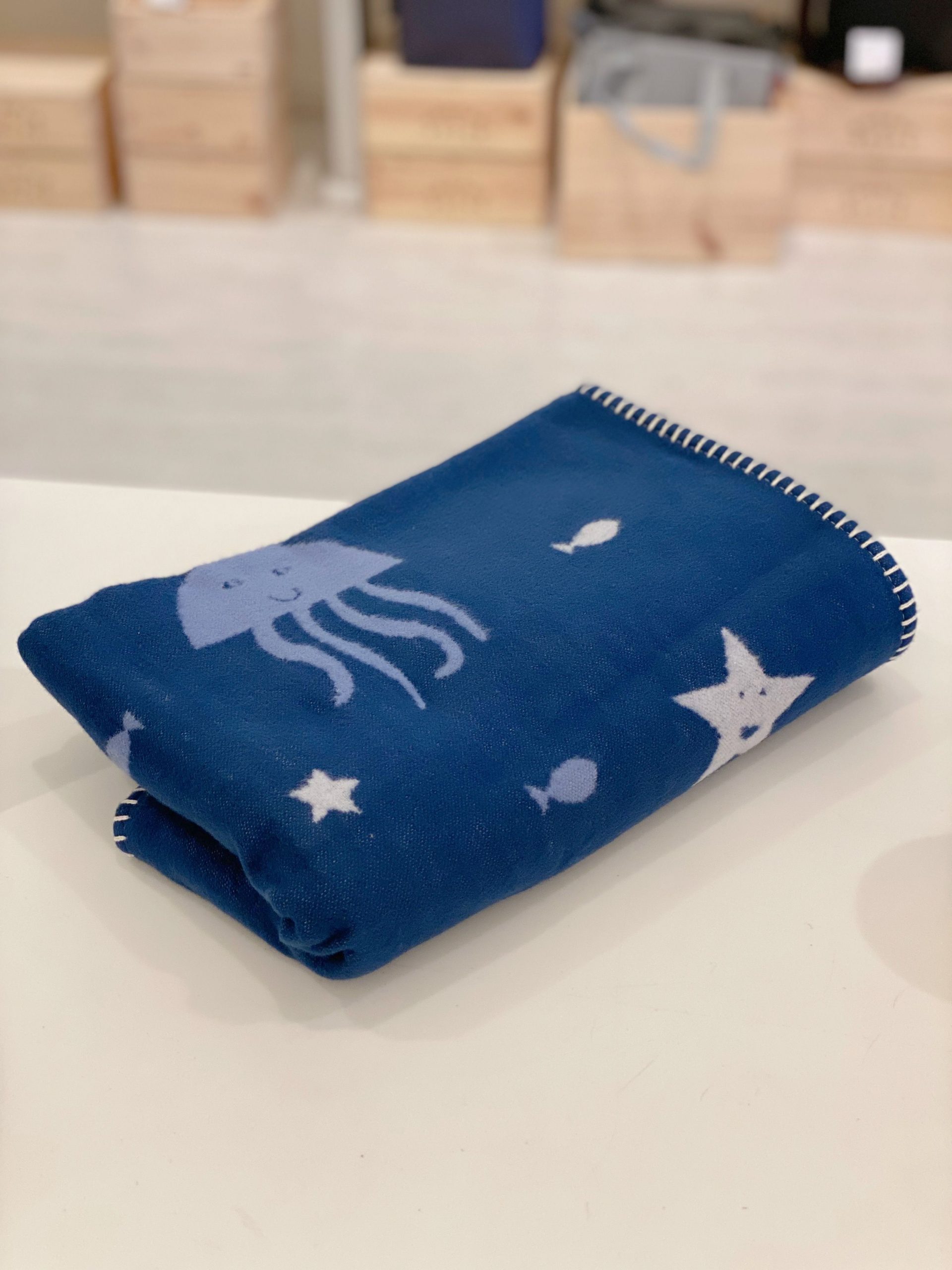 David Fussenegger Organic Cotton Cot Blanket - Under The Sea (Navy)