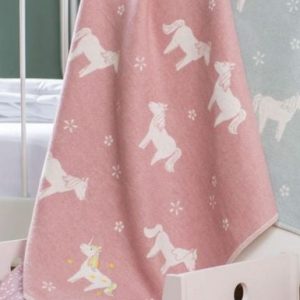 David Fussenegger Embroidered Cotton Baby Blanket - Unicorn