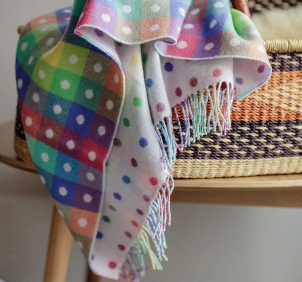 Dotted Lambswool Baby Blanket by Foxford, Ireland - Multi