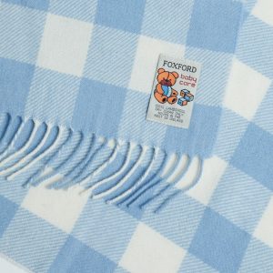Checked Lambswool Baby Blanket by Foxford, Ireland - Blue
