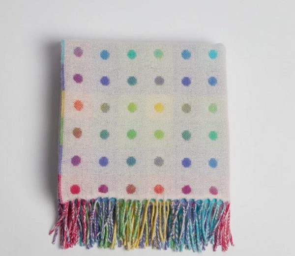 Dotted Lambswool Baby Blanket by Foxford, Ireland - Multi