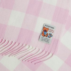 Checked Lambswool Baby Blanket by Foxford, Ireland - Pink