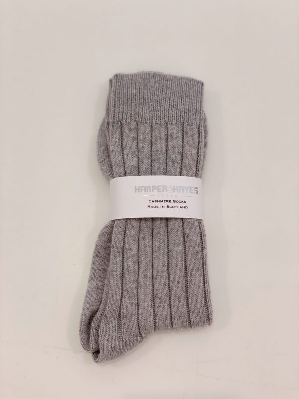 Harper & Hayes Scottish Cashmere Ribbed Socks (Men's) - Light Grey