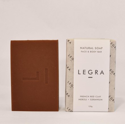 LEGRA French Red Clay, Lavender & Geranium Face & Body Bar