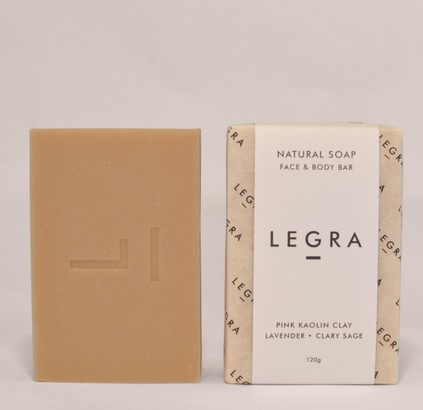 LEGRA Pink Kaolin Clay, Lavender & Clary Sage Face & Body Bar